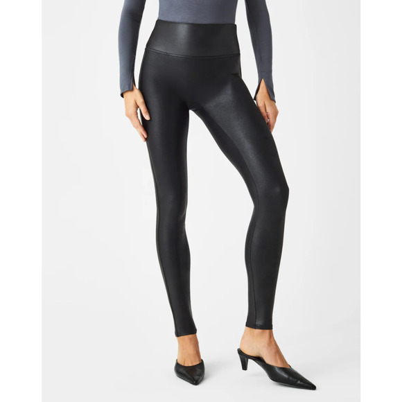 Spanx Faux Leather Black Fall Leggings- Small - Picture 1 of 7